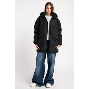 Μαύρο μακρύ μπουφάν RY