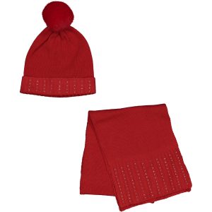 Σετ σκουφάκι με κασκόλ κόκκινο Birba