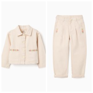 Σετ τζιν μπουφάν και παντελόνι κέντημα Zippy